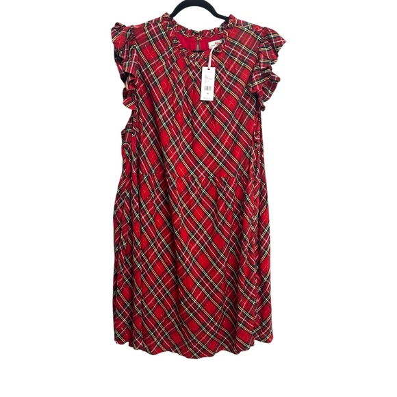 Vineyard Vines Dresses & Skirts - Vineyard Vines Red Plaid Tartan Ruffle Flutter Short Sleeve Dress 24